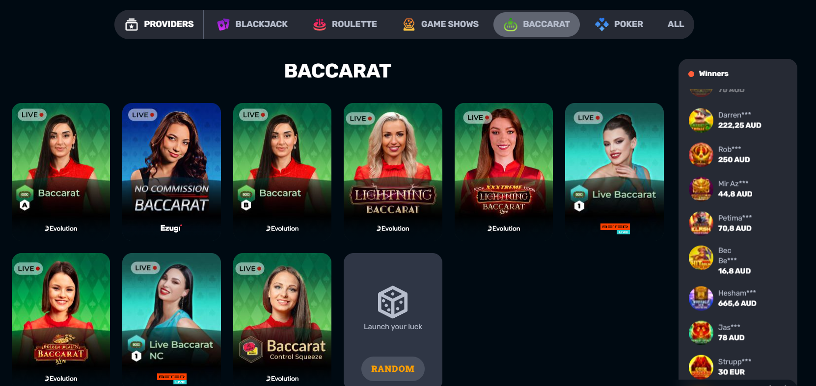 RocketPlay live casino
