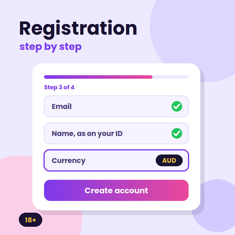 Casino registration at RocketPlay: sign up form illustration